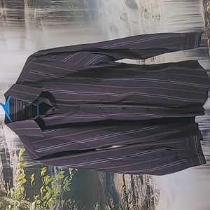 US Expedition Mens Medium sexy brown tan striped button down dress shirt